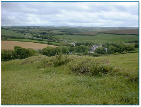 Cornish rural landscape with houses