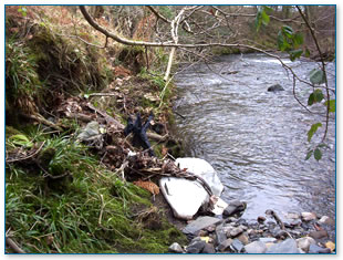 River bank with rubbish